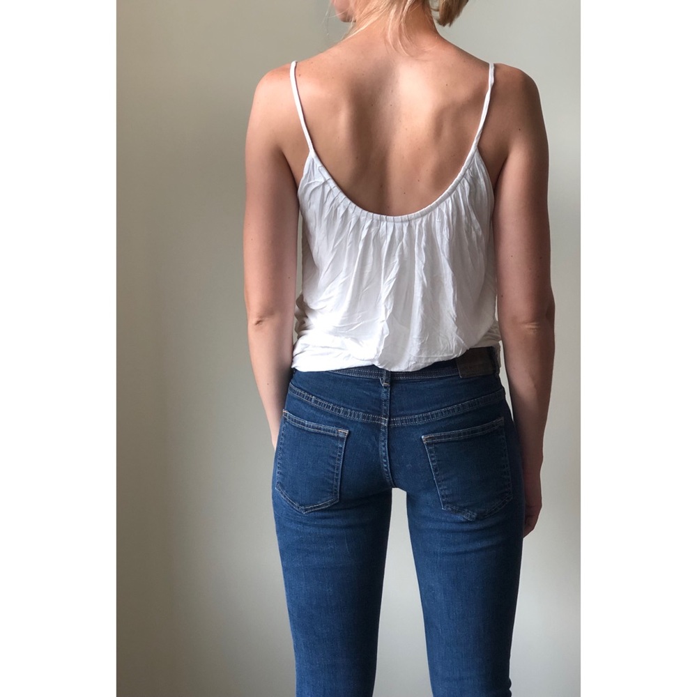 White crepe tank top